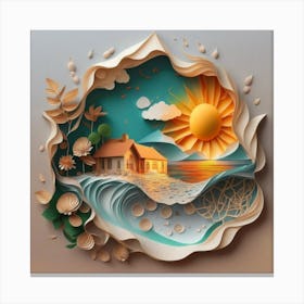 Nice Landscape In Paper Art Work 2 Canvas Print