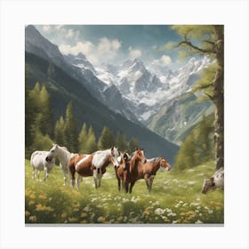 Horses In The Mountains Canvas Print