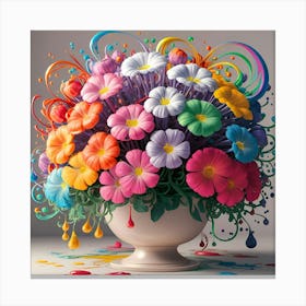 Colorful Flowers In A Vase Canvas Print