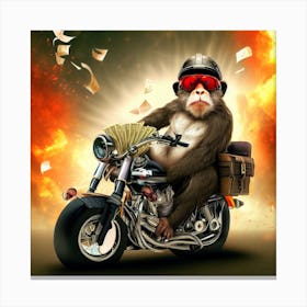Monkey On A Motorcycle Canvas Print
