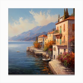 Whispers of Amalfi: Watercolor Views of Positano Canvas Print