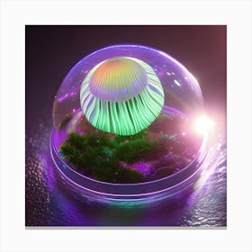 Jellyfish In A Glass Dome Canvas Print