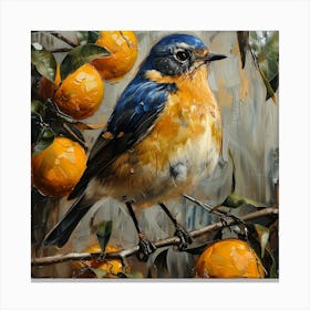 Bluebird On Oranges 1 Canvas Print