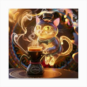 Cat In A Coffee Shop Canvas Print