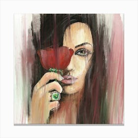 Girl with Rose Canvas Print