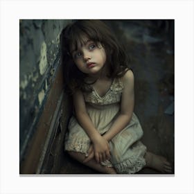 Little Girl In An Abandoned House Canvas Print