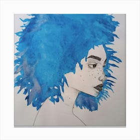 Blue Haired Girl Canvas Print