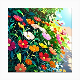 Colorful Flowers In The Garden Canvas Print