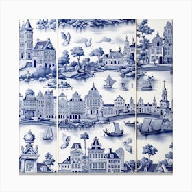New York Usa Delft Tile Illustration 4 Canvas Print