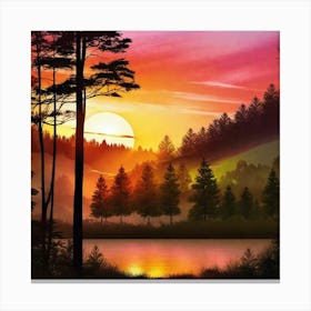 Sunset In The Forest 41 Canvas Print