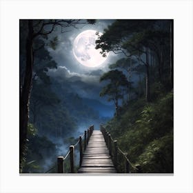 Full Moon Over The Forest Canvas Print