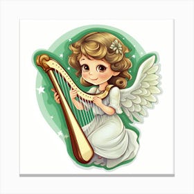 Angel With Harp Canvas Print