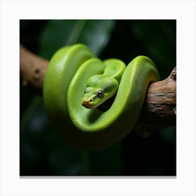 Striking Green Tree Python Coiled On A Branch 2 Canvas Print