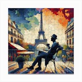 Abstract Puzzle Art French man in Paris 3 Canvas Print