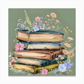 Wildflower Antique Books Canvas Print