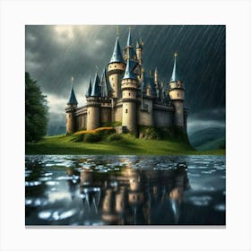 Darkened castle and puddles Canvas Print