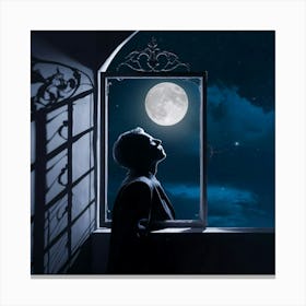A Striking Midnight Portrait Featuring The Silhoue Rjxfey Jqzueiwdh1kt2zg 2w8riwxxsikmq4x Yhjkyw Canvas Print