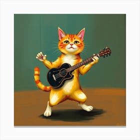 Cat Playing Guitar Canvas Print