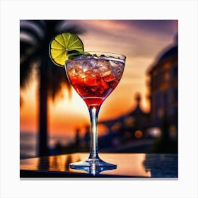 Cocktail At Sunset Canvas Print