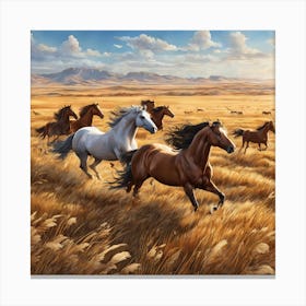 Craft An Image Of An Expansive Rolling Prairie Where The Golden Grasses Sway In The Breeze And He 267677230 Canvas Print
