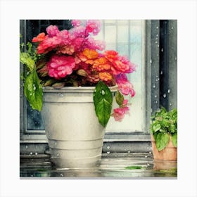 Watercolor Greenhouse Flowers 19 Canvas Print