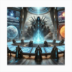 A Science Fiction Depiction Of The High Council Of Canvas Print