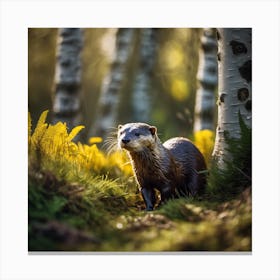 Otter in the late evening sun Canvas Print