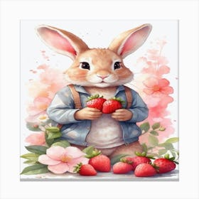 Bunny With Strawberries Canvas Print