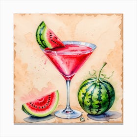 Watermelon Martini Splash Canvas Print