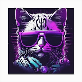 Cool Cat In Sunglasses Digital Art Canvas Print