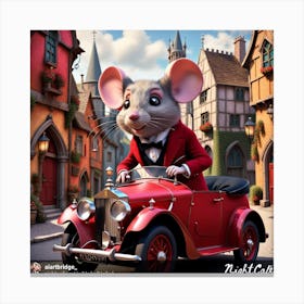 Mouse In A Car Canvas Print