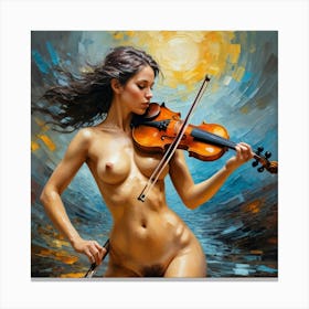 Nude Woman Playing Violin Canvas Print