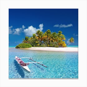 Boat On A Tropical Island Canvas Print