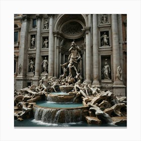 Dark And Moody Trevi Fountain 1 Canvas Print