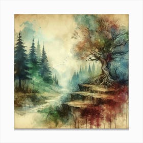 Watercolor Of A Tree Canvas Print