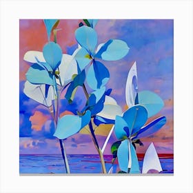 Blue Blossoms by the Sea Canvas Print