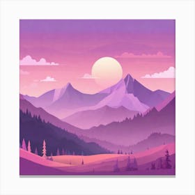 Misty mountains background in purple tone 5 Canvas Print