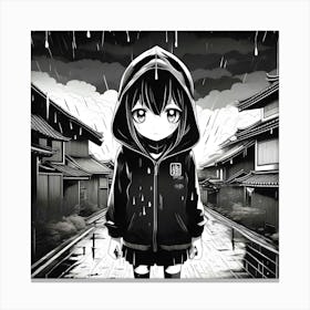 Anime Girl In Rain Canvas Print