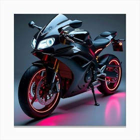 Sleek Super Bike With Neon Underglow And Carbon Fiber Panels 1 Canvas Print