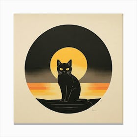 Cat At Sunset Canvas Print