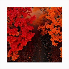 Autumn Leaves In The Forest Canvas Print