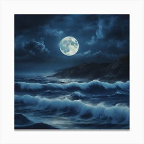 Full Moon Over The Ocean Canvas Print