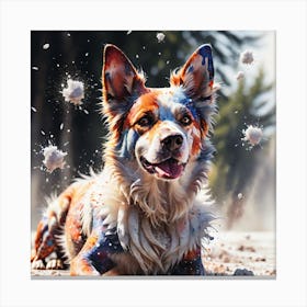 Dog With Paint Splashes Canvas Print