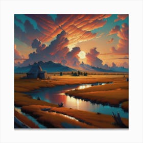 Sunset Over The Plains Canvas Print