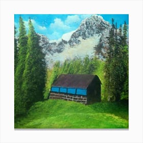 Lonely Cabin Near The Mountain Canvas Print