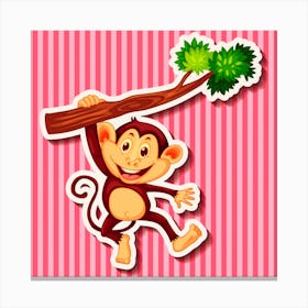 monkey hanging on branch, Monkey On A Tree Canvas Print