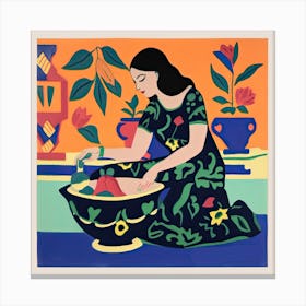 Woman And Bowl, The Matisse Inspired Art Collection Canvas Print