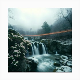 Waterfall In Winter 4 Canvas Print