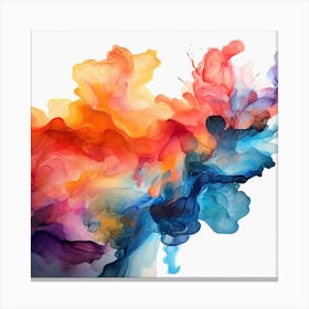 Abstract Colorful Ink Splash On White Background Canvas Print