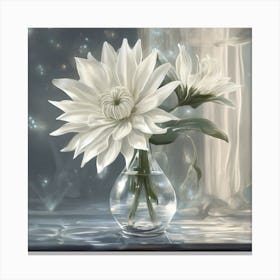 White Flowers In A Vase Canvas Print